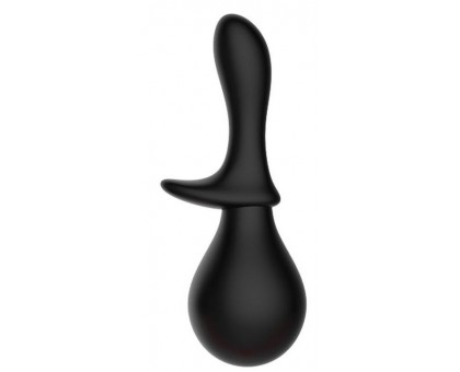 Чёрный силиконовый анальный душ с ограничителем