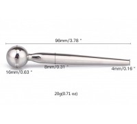 Гладкий металлический уретральный плаг с шариком - 9,6 см.