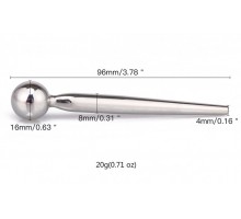Гладкий металлический уретральный плаг с шариком - 9,6 см.