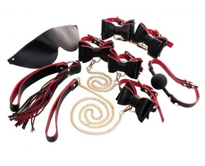 Черно-красный бондажный набор Bow-tie